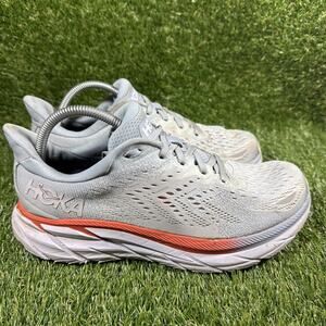 Hoka One One Clifton 8 Womens Size 10.5D Blue White Running Shoe 1121375 BFPA